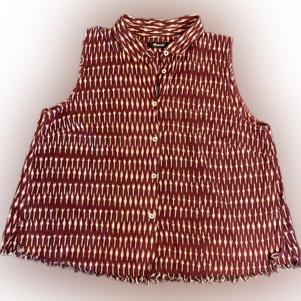 Madewell Moments ilkat sleeveless button up blouse with geometric designs